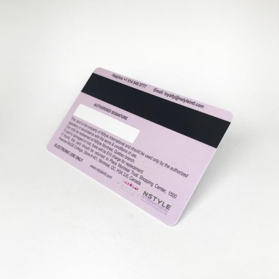 Plastic gift card with Hi-co magnetic stripe