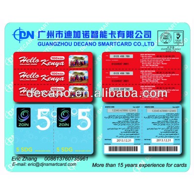 Paper Scratch prepaid Card with multi pins